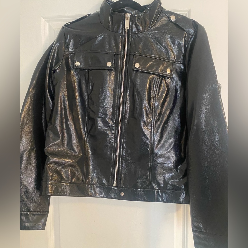 NWOT Faux leather Jacket in black XXL